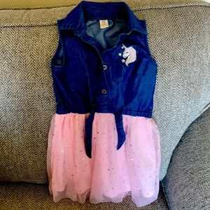 Sweet Butterfly size 3T unicorn & sparkles Jean dress.